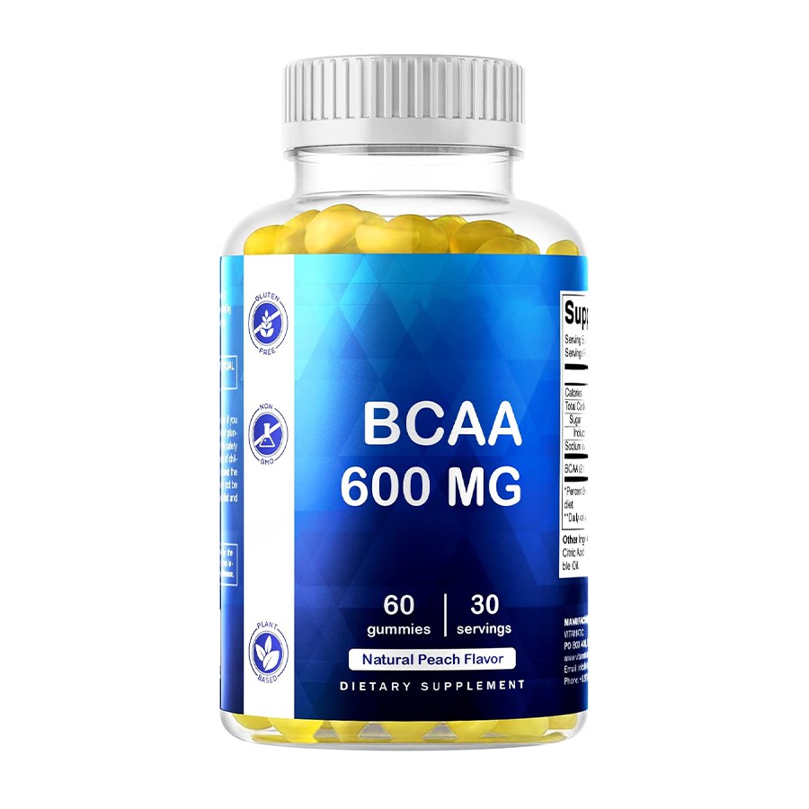 BCAA 600 mg Gummies Diet Gummies Natural Otcle Recovery & Energy Dukungan untuk Gaya Hidup Aktif