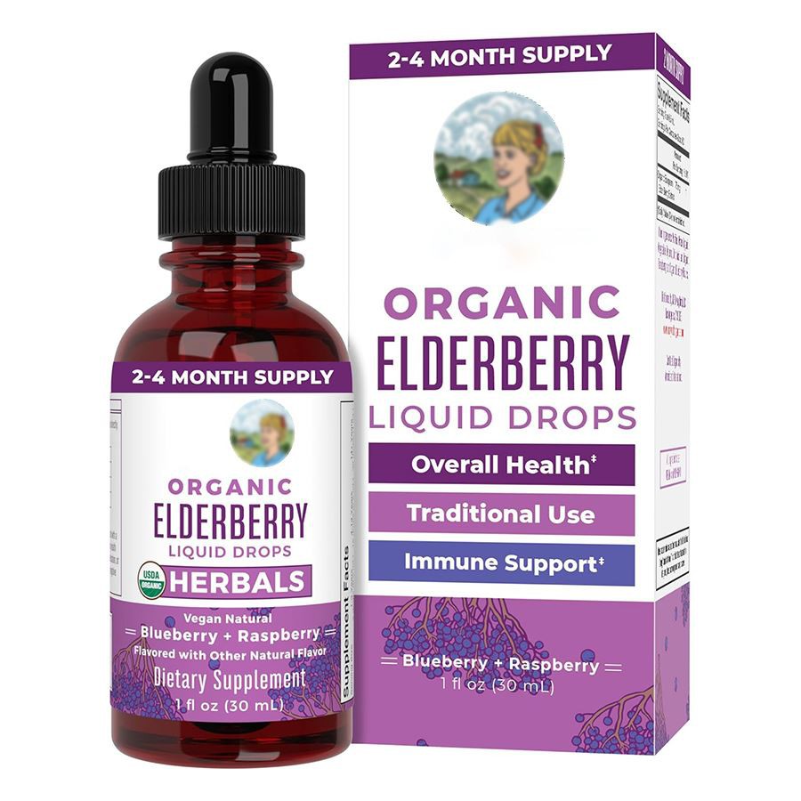 Cairan Elderberry Organik menjatuhkan elixir pendukung kekebalan tubuh untuk seluruh keluarga