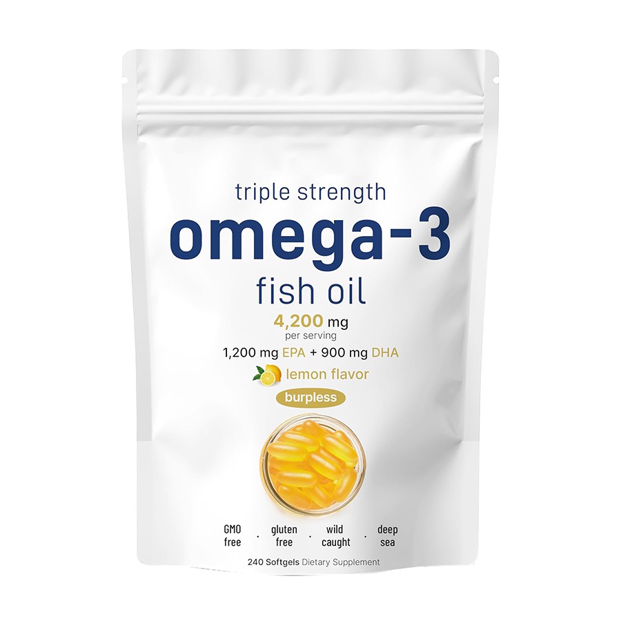 Minyak Ikan Omega 3 Kekuatan Tiga Kali Lipat Dengan Bahan Mikro Vitamin Angels